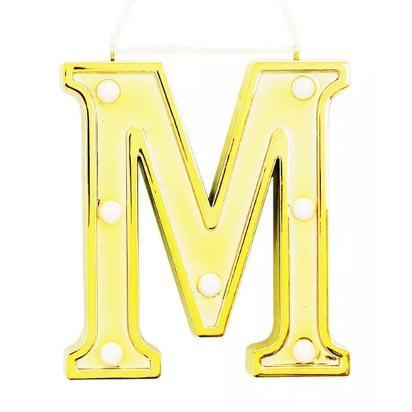 Ganz Led Light Up Marquee Initial Ornaments Letters – Gold/M - Picture 1 of 2
